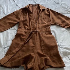 Zara- Brown short jumpsuit
